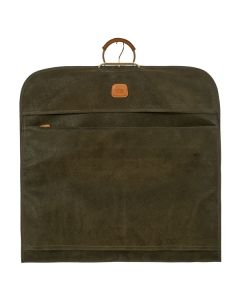 The TanneryBricsLifeSuitCoverBLF00332OliveGarment BagGarment CoverGarment CarrierItalianPVCFlockedViscoseTuscan cowhideleathervegetable tannedBricolaMens suit coverLadies suitcover
