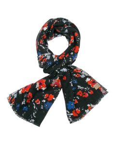 AcrylicWovenFlowersScarf784Black