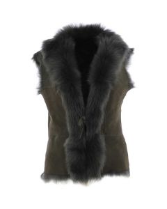 Toscana Lambskin Gilet Military Green