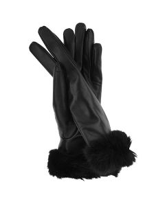 LeatherFurTrimGlovesBlack