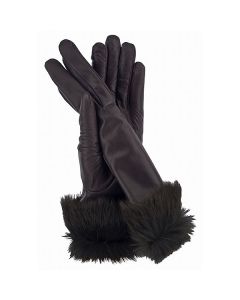 LeatherFurTrimGlovesDarkBrown