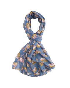 Miss SparrowOpenTulipsScarfBlue